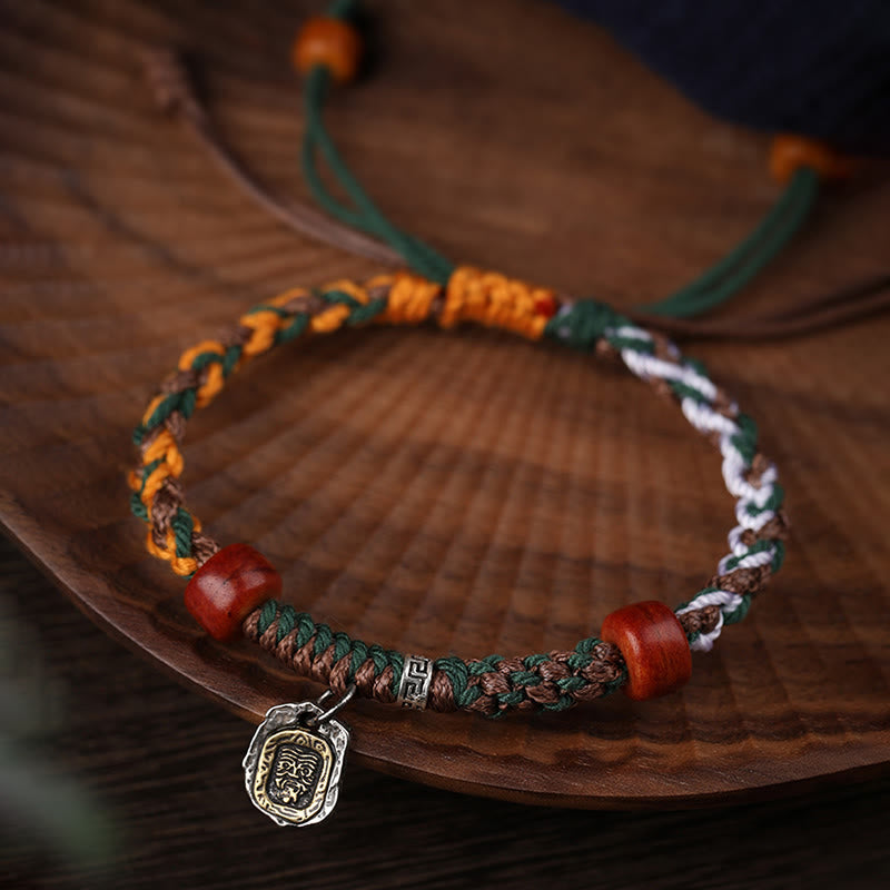 Buddha Stones Handmade Tibetan Silver 925 Sterling Silver Zakiram Goddess of Wealth Camel Bone Protection Braided Bracelet - image 2