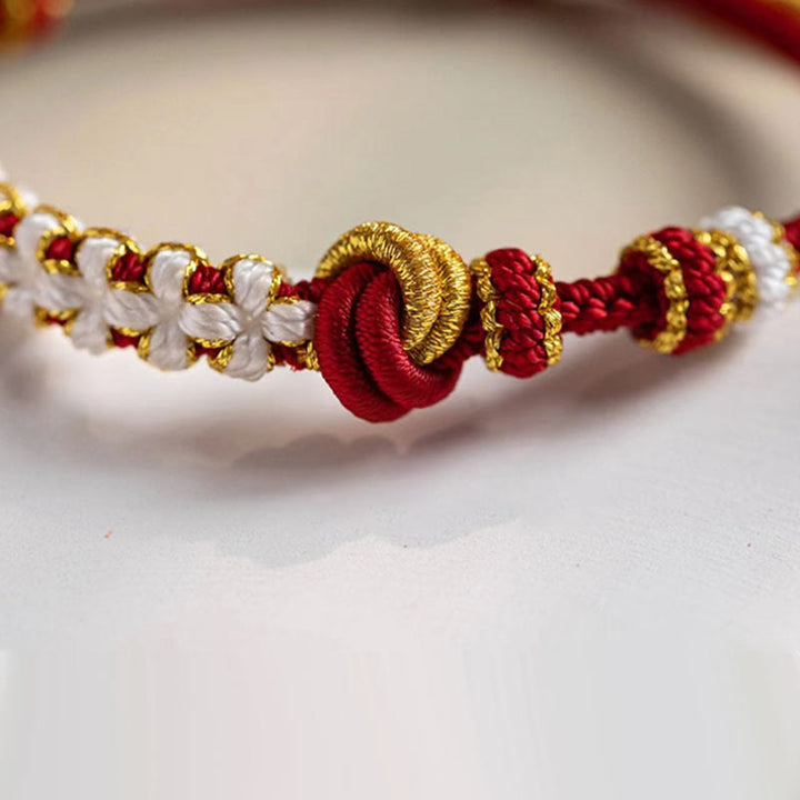 Buddha Stones Handmade True Love Knot Peach Blossom Charm Luck Rope Bracelet - image 13