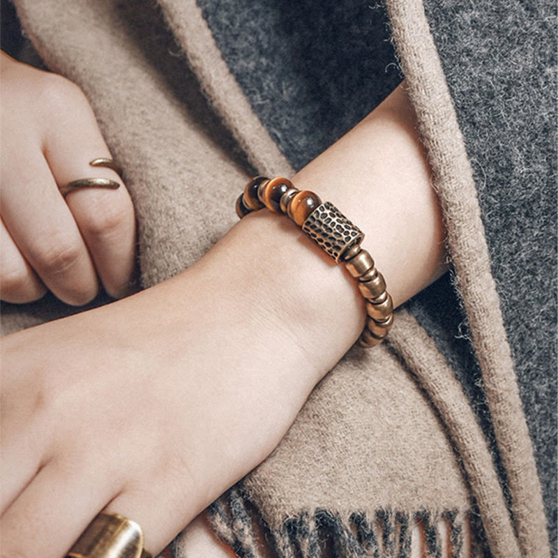 Buddha Stones Tiger Eye Stone Copper Protection Bracelet - image 5