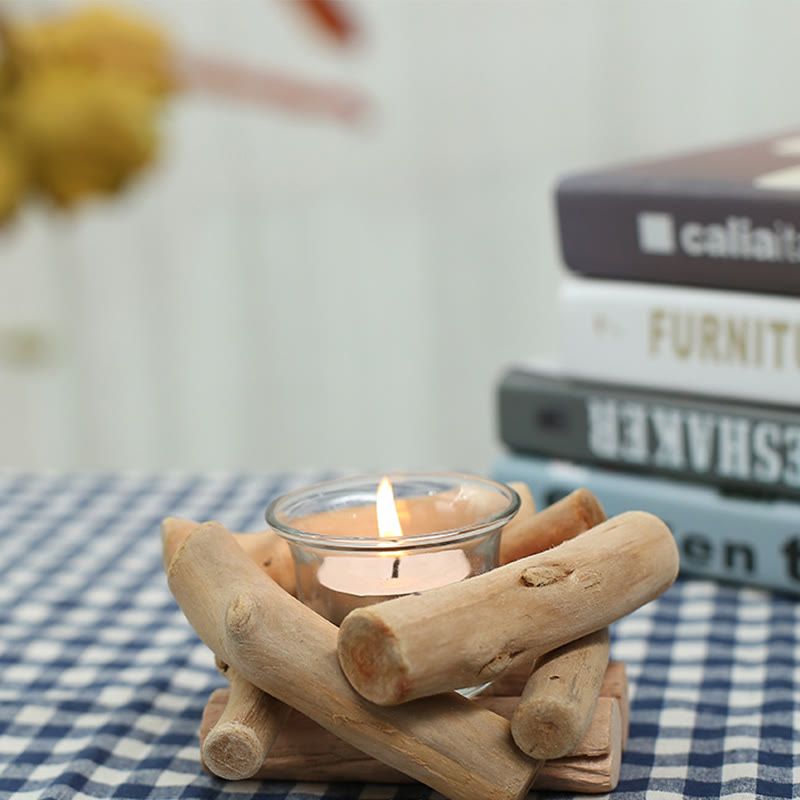 Buddha Stones Wood Candlestick Home Candle Holder Decoration - image 11