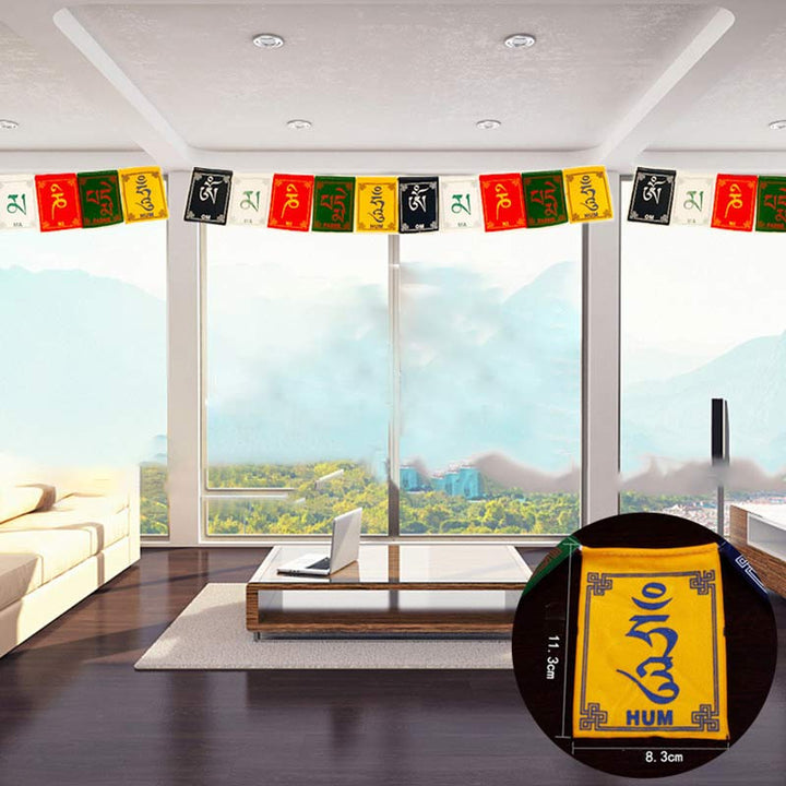 Tibetan Blessing Windhorse Om Mani Padme Hum Outdoor Car Prayer Flag Decoration - image 1