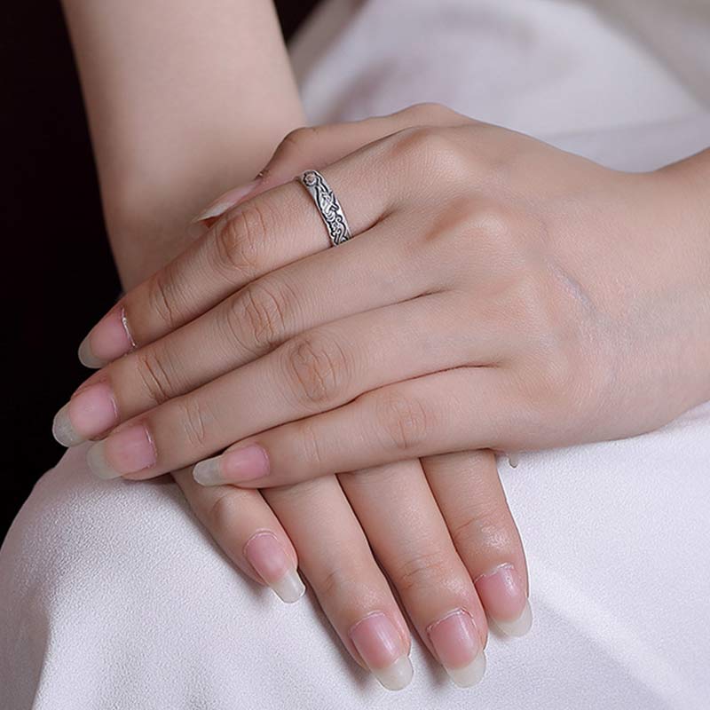 Buddha Stones 999 Sterling Silver Lotus Peony Flower Enlightenment Ring - image 2