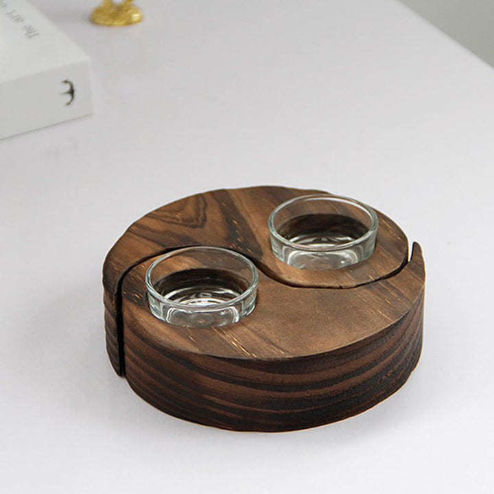 Buddha Stones Yin Yang Wood Candle Holder Meditation Rituals Use Items - image 12