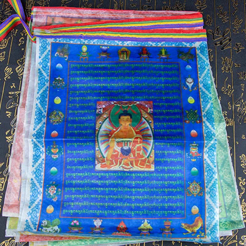Buddha Stones Tibetan 5 Colors Windhorse Buddha Tara Scriptures Healing Auspicious Outdoor Prayer Flag - image 16