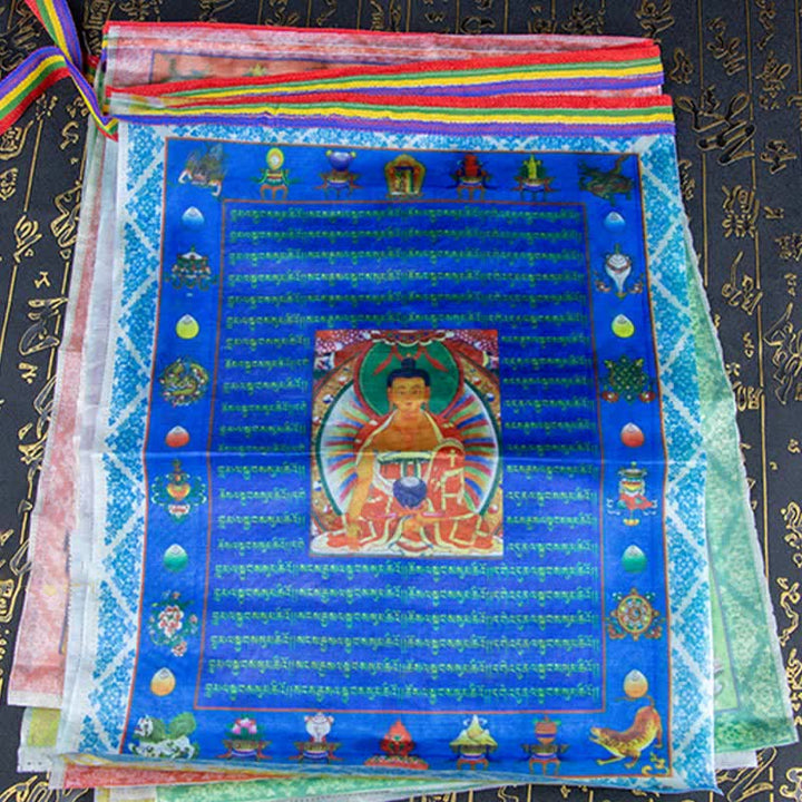 Buddha Stones Tibetan 5 Colors Windhorse Buddha Tara Scriptures Healing Auspicious Outdoor Prayer Flag - image 16