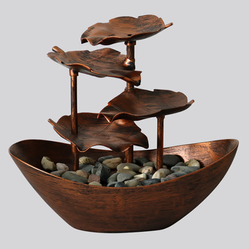 Buddha Stones Lotus Leaf Shaped Waterfall Fountain Tabletop Ornaments With LED Light Home Office Desktop Decoration - image 12
