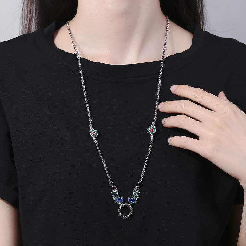 Buddha Stones Phoenix Lotus Flower Luck Protection Necklace Pendant - image 3