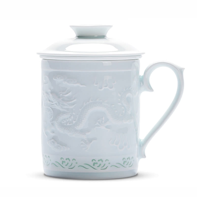 Buddha Stones Jingdezhen Linglong Porcelain Auspicious Dragon Phoenix Boat Smooth Sailing Ceramic Teacup Office Tea Cups 420ml - image 6