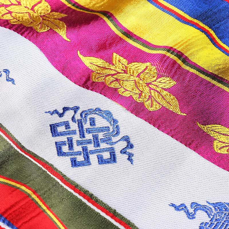 Tibetan Lucky Blessing Multicolored Lotus Mantra Jacquard Khata Decoration - image 3