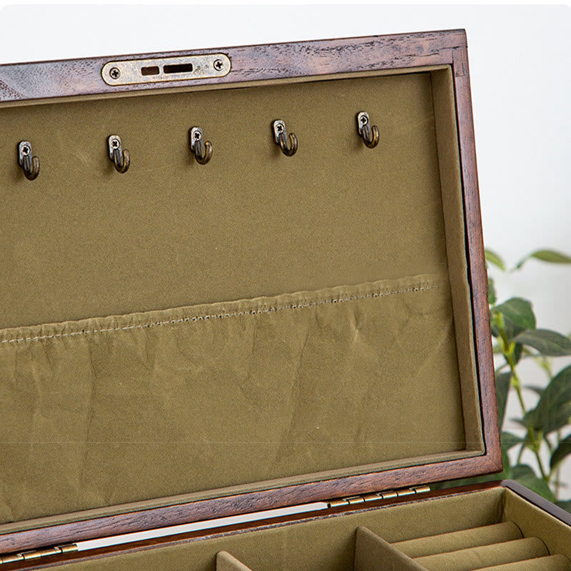 Buddha Stones Retro Solid Wood Jewelry Box Four-Layer Wooden Jewelry Storage Box - image 5
