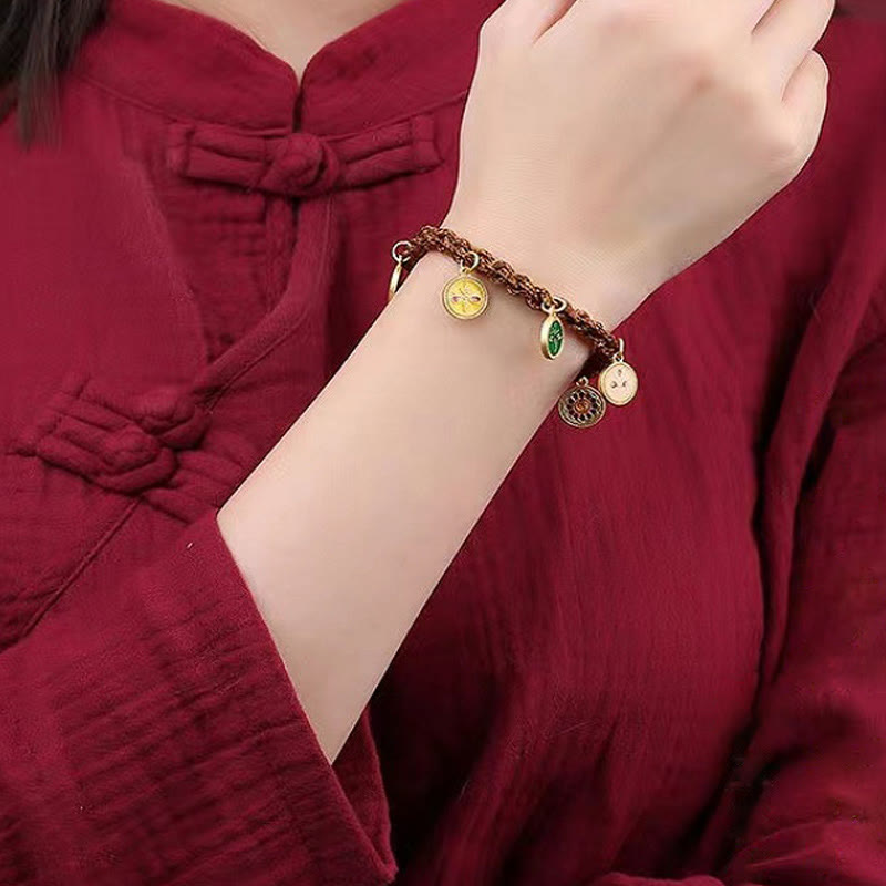 Buddha Stones Tibetan Five God Of Wealth Thangka Luck Braid String Bracelet - image 1