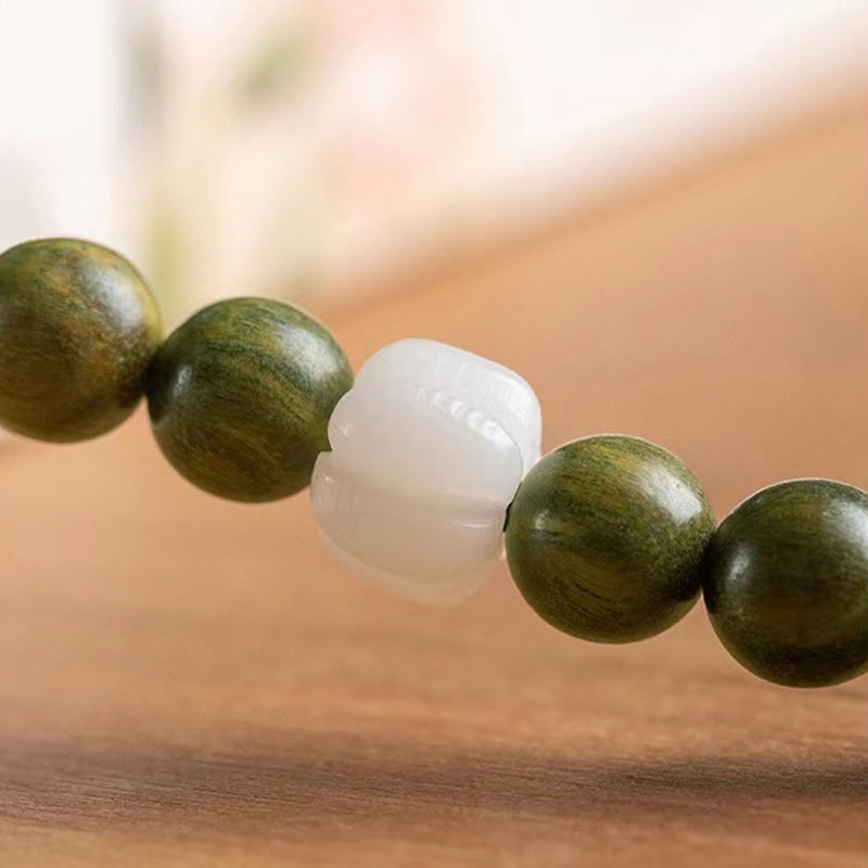 Buddha Stones Natural Green Sandalwood Bodhi Seed Soothing Bracelet - image 9