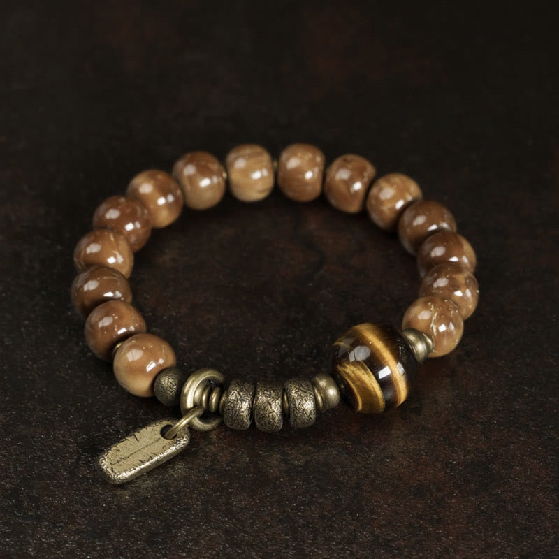 Buddha Stones Kuka Seed Tiger Eye Gold Sheen Obsidian Copper Wealth Luck Bracelet - image 3