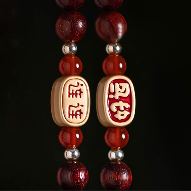 Buddha Stones Tibetan Small Leaf Red Sandalwood Lotus Cinnabar Sachet Protection Tassel Car Hanging Decoration - image 8