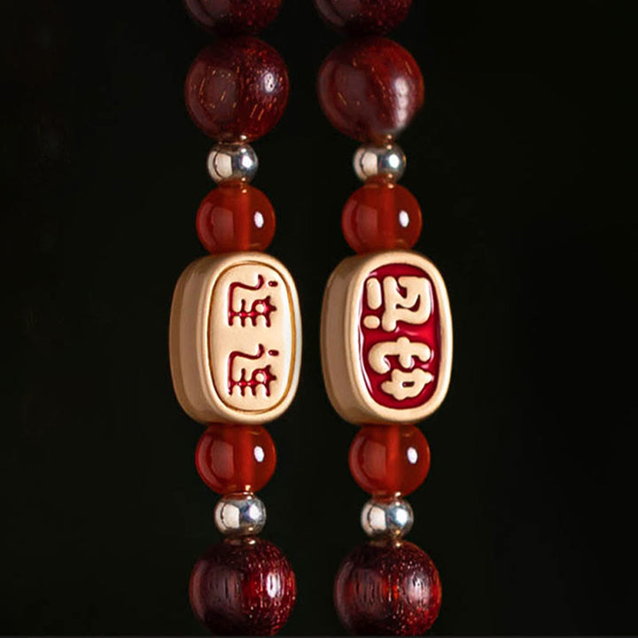 Buddha Stones Tibetan Small Leaf Red Sandalwood Lotus Cinnabar Sachet Protection Tassel Car Hanging Decoration - image 8