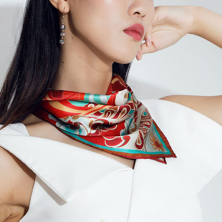 Buddha Stones Dunhuang Rebound Pipa Flying Frescoes 100% Mulberry Silk Scarf Premium Grade 6A Dunhuang Shawl - image 31