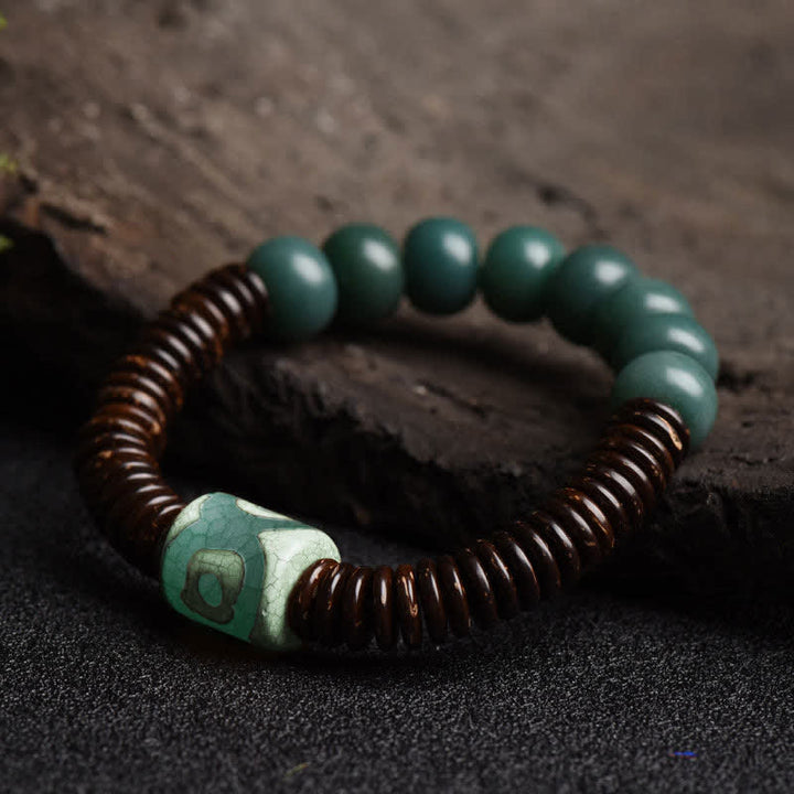 Tibetan Cyan Bodhi Seed Dzi Bead Coconut Shell Keep Away Evil Spirits Bracelet - image 5