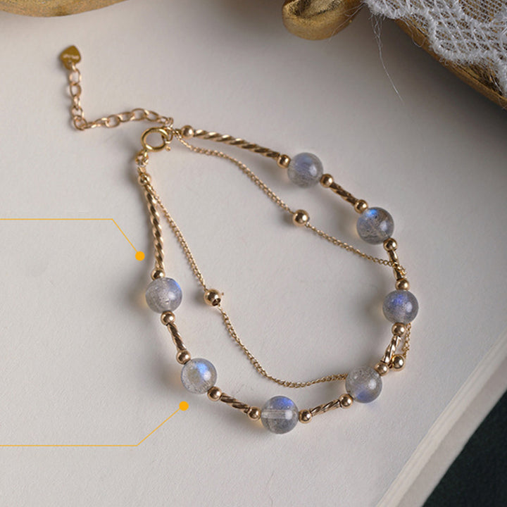 Buddha Stones Moonstone Positive Charming Chain Bracelet - image 13