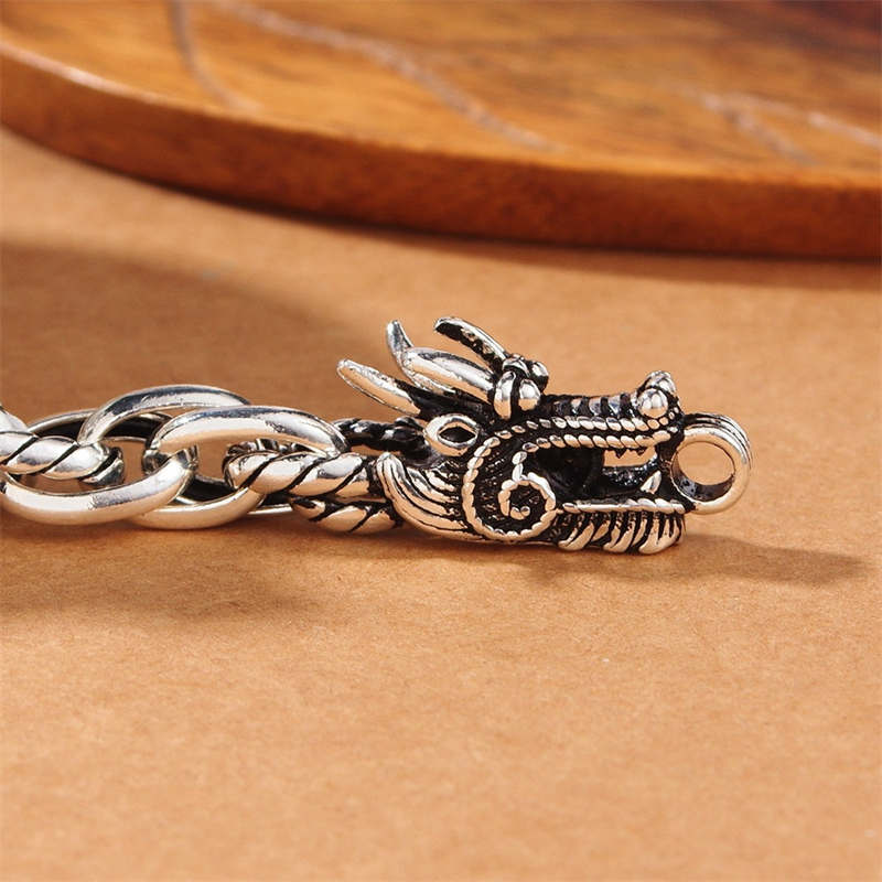 Buddha Stones 925 Sterling Silver Dragon Luck Protection Bracelet - image 4