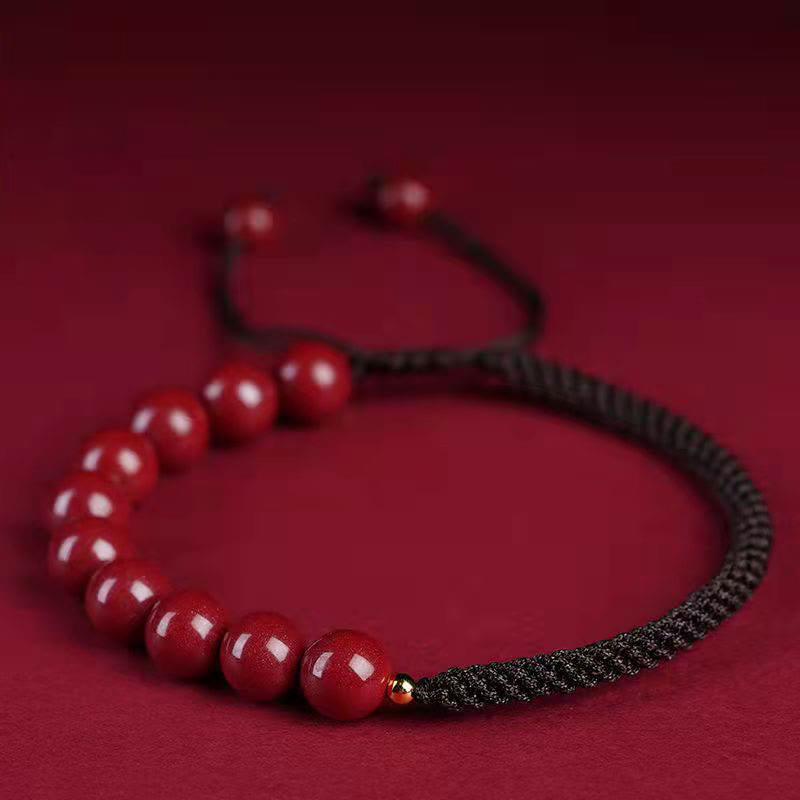 Buddha Stones Natural Cinnabar King Kong Knot Blessing String Bracelet - Cinnabar Brown String - 6mm - image 16