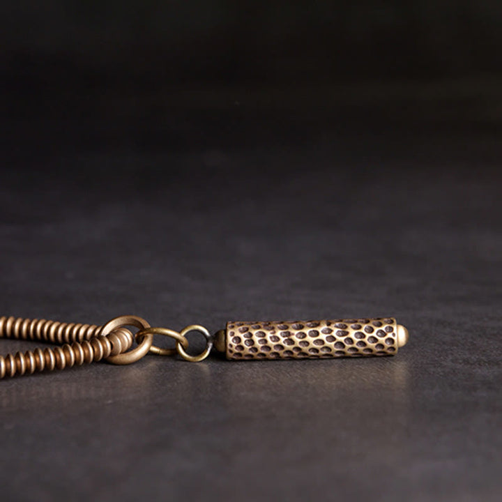 Buddha Stones Vintage Lava Rock Brass Copper Healing Multilayered Bracelet - image 6