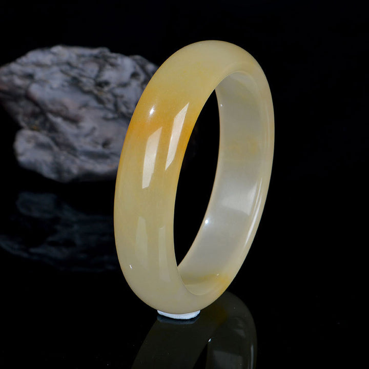 Buddha Stones Natural Golden Silk Jade Luck Wealth Bracelet Bangle - image 3