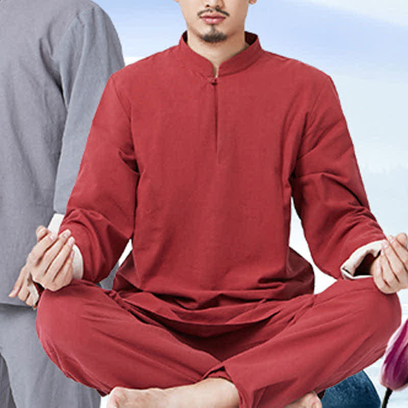 Buddha Stones Spiritual Zen Meditation Yoga Prayer Practice Cotton Linen Clothing Men's Set - image 1
