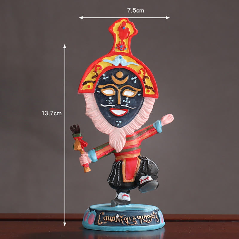 Buddha Stones Tibetan Opera Face Mask Puppet Home Office Car Decoration Ornament - Black Mask Puppet 13.7*7.5cm - image 7
