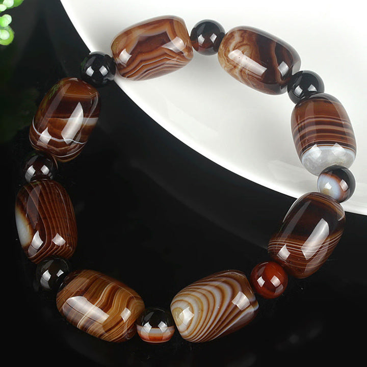 Buddha Stones Natural Sardonyx Courage Happiness Bracelet - Sardonyx(Calm♥Happiness)(Wrist Circumference 14-18cm) - image 0