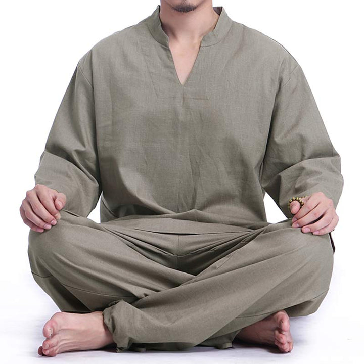 Buddha Stones Meditation Prayer Spiritual Zen Practice Yoga Clothing Men's Set - DarkSeaGreen - US/UK/AU44，EU54 (3XL) - image 0