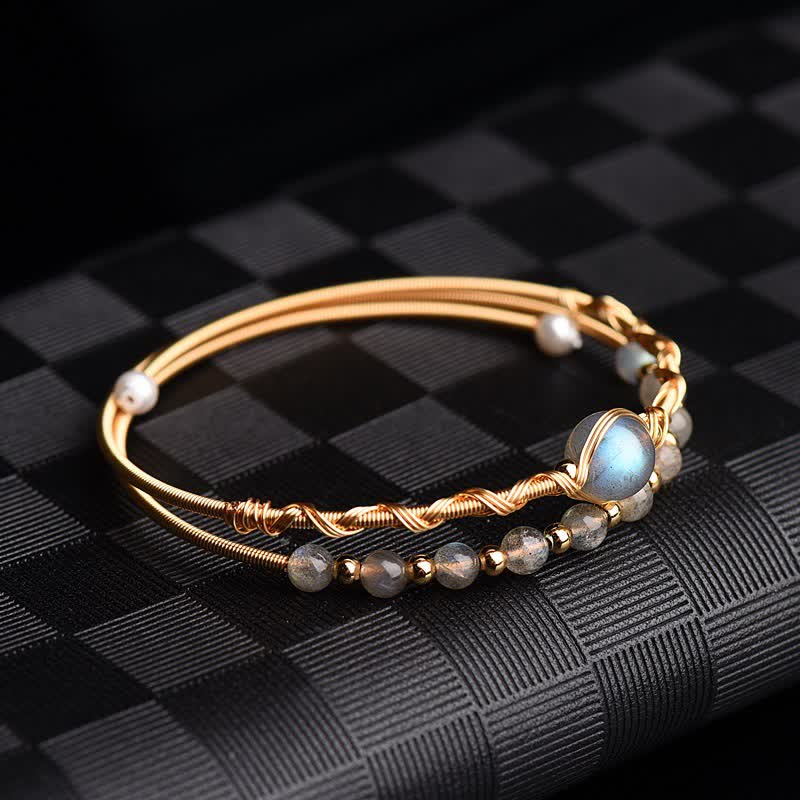 Buddha Stones Moonstone Healing Love Bracelet Bangle - image 0