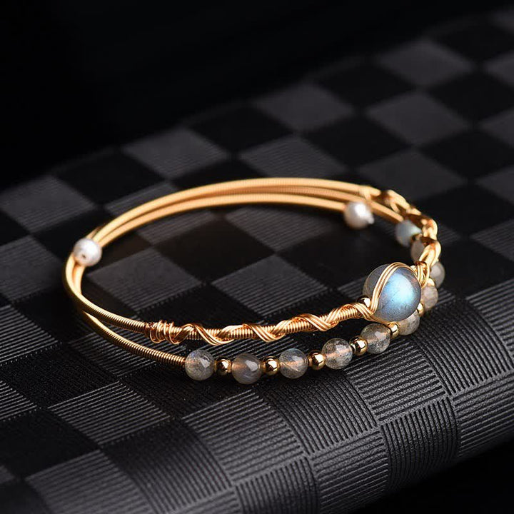 Buddha Stones Moonstone Healing Love Bracelet Bangle - image 0