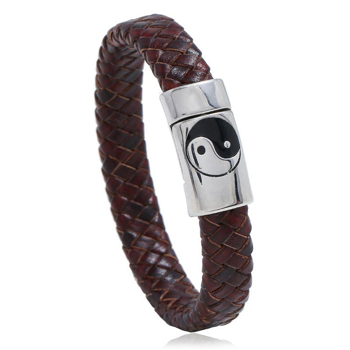 Buddha Stones FengShui Yin Yang Balance Bracelet - 22.5cm - SaddleBrown - image 2