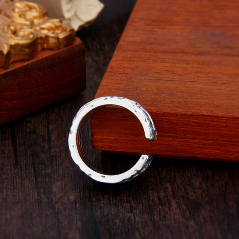 Buddha Stones 925 Sterling Silver Retro Tang Dynasty Flower Design Luck Adjustable Ring - image 5