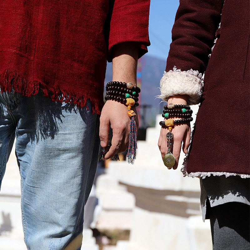 Buddha Stones Tibet 108 Mala Beads Purple Bodhi Seed Bagua Vajra Auspiciousness Bracelet - image 2