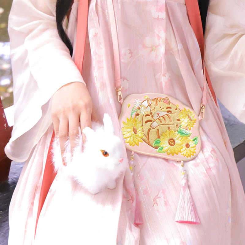 Buddha Stones Embroidery Lucky Panda Cat Shiba Inu Deer Rabbit Fox Flower Cute Animal Hanfu Bag Crossbody Bag Shoulder Bag - image 15