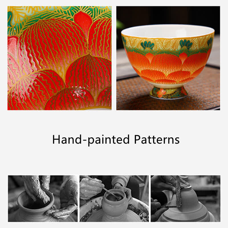 Buddha Stones Lotus Ceramic Teacup Flower Tea Cups 100ml - image 7