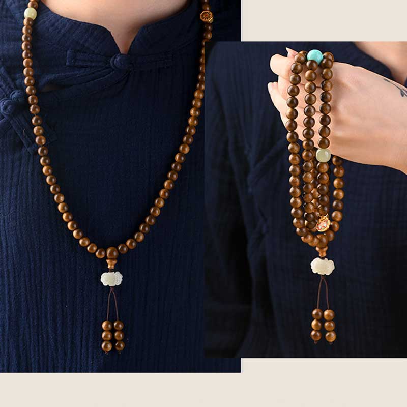 Buddha Stones Tibetan Rosewood Protection Calm Bracelet Mala - image 16