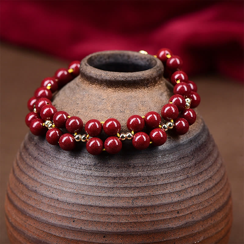 Buddha Stones Natural Cinnabar Beaded Blessing Bracelet - image 2