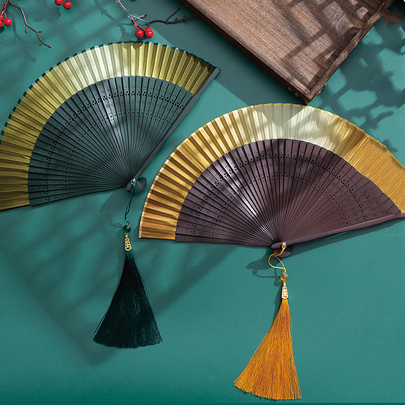 Buddha Stones Gradient Handheld Bamboo Folding Fan - image 0