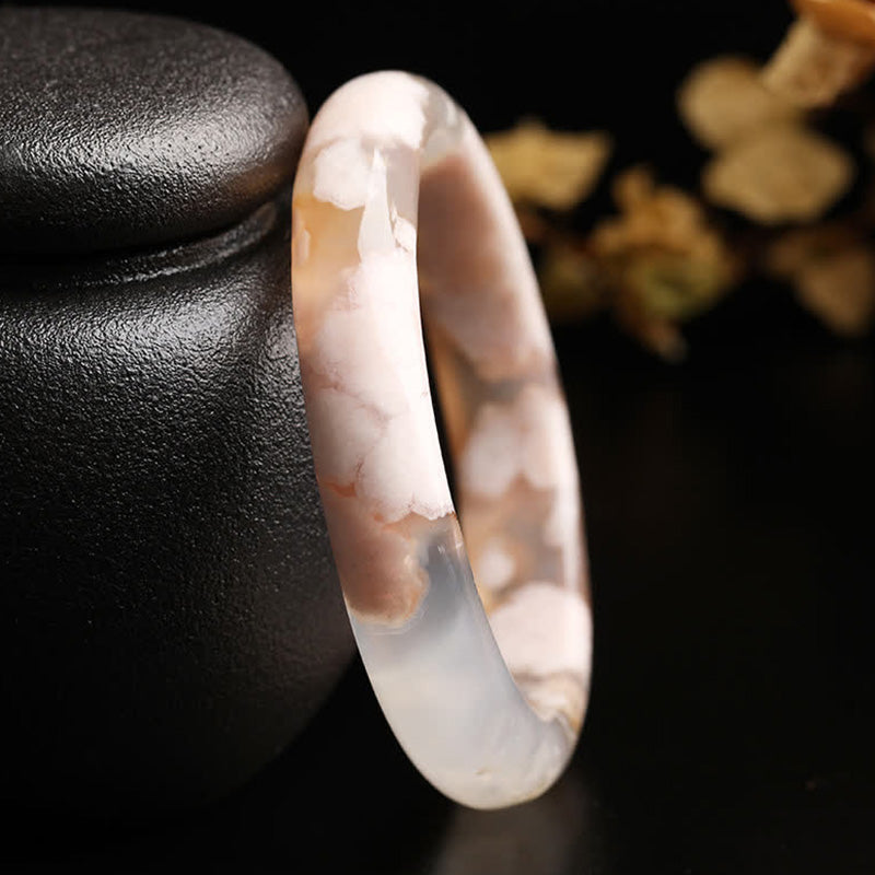 Natural Sakura Agate Peace Bracelet Bangle - image 7