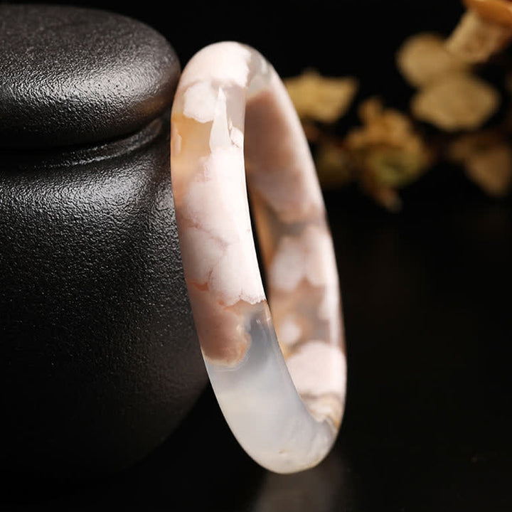 Natural Sakura Agate Peace Bracelet Bangle - image 7