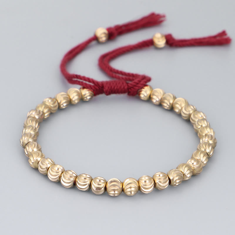 Buddha Stones Tibetan Handmade Copper Bead Luck String Bracelet - Red(Wrist Circumference 14-26cm) - image 0