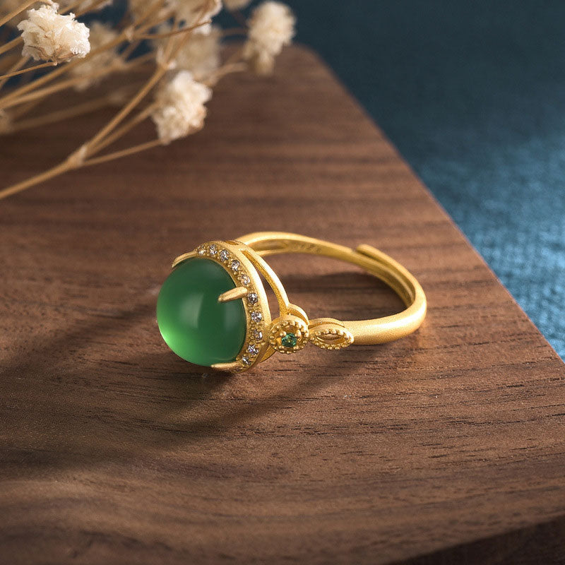 Buddha Stones Green Jade Fortune Ring - image 2