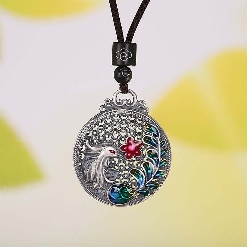 Buddha Stones 990 Sterling Silver Phoenix Luck Protection Necklace Pendant - image 7