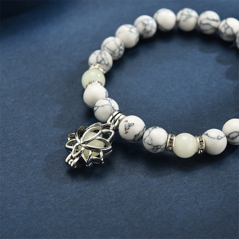 Buddha Stones Tibetan Turquoise Glowstone Luminous Bead Lotus Protection Bracelet - image 3