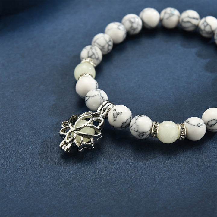 Buddha Stones Tibetan Turquoise Glowstone Luminous Bead Lotus Protection Bracelet - image 3