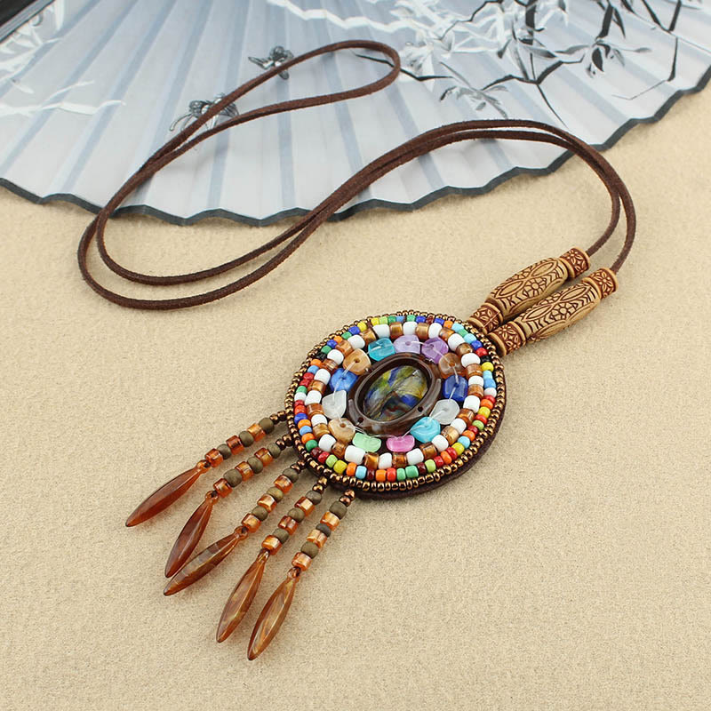 Buddha Stones Mandala Pattern Beads Creativity Necklace Pendant - Colorful Beads - image 2
