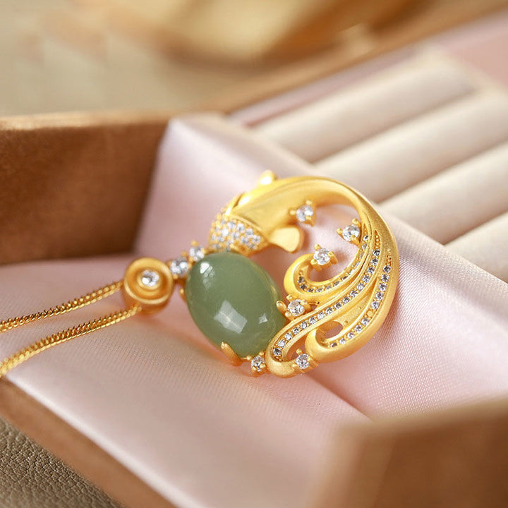 Buddha Stones Cyan Jade Koi Fish Healing Calm Necklace Pendant - image 8