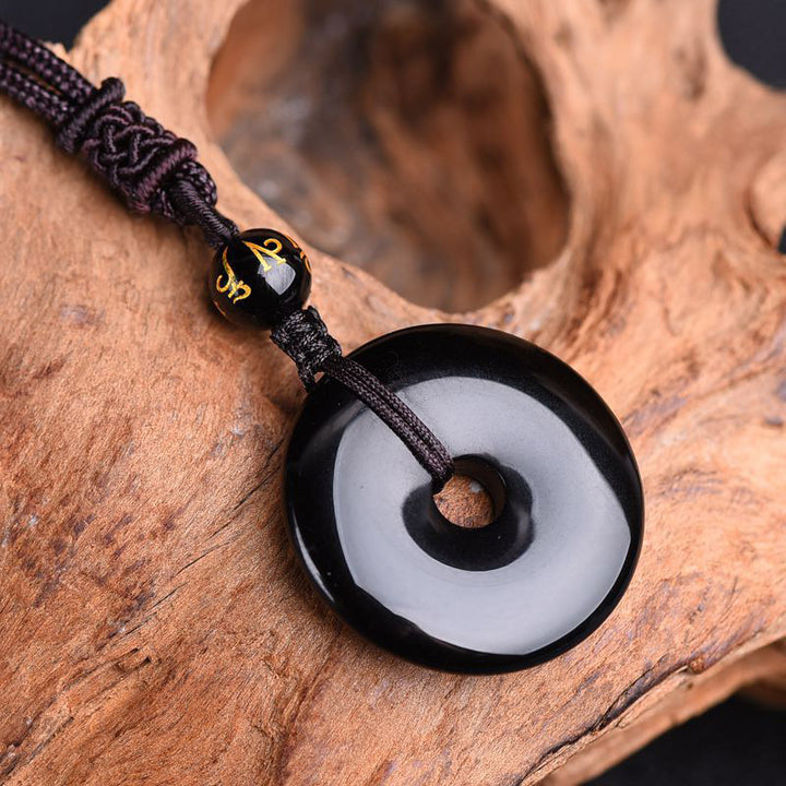 Buddha Stones Tibetan Obsidian Protection Necklace - image 2
